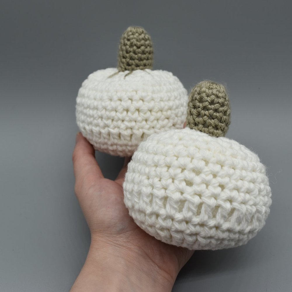 Handcrafted Crochet White Pumpkins set of two